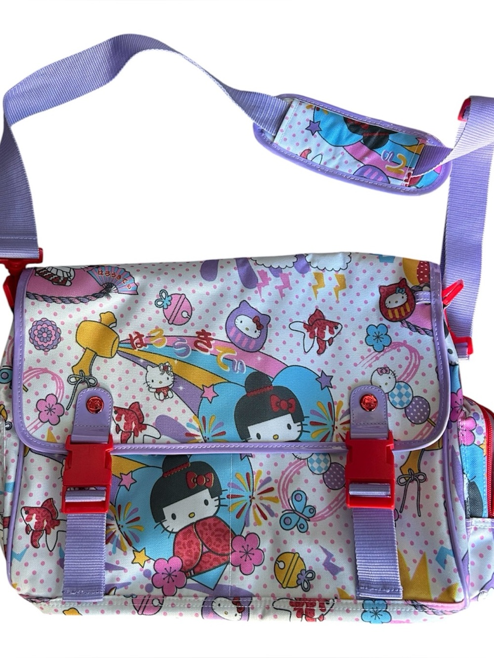 Hello Kitty Pink, Lavender & Red Geisha Girl Messenger Bag